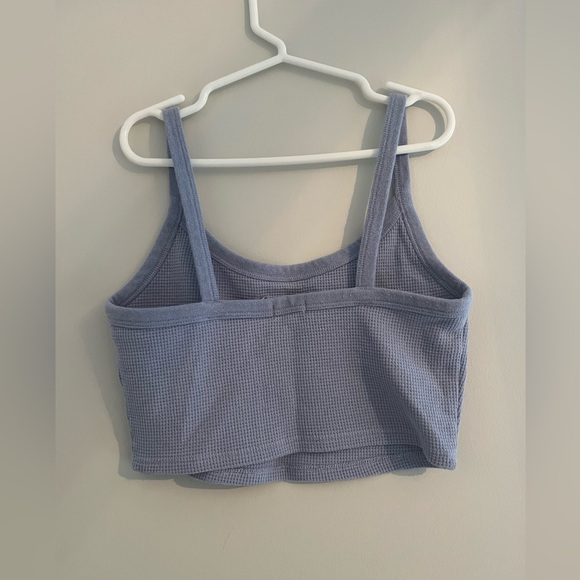 GARAGE waffle crop cami, blue, size XS - Picture 3 of 4